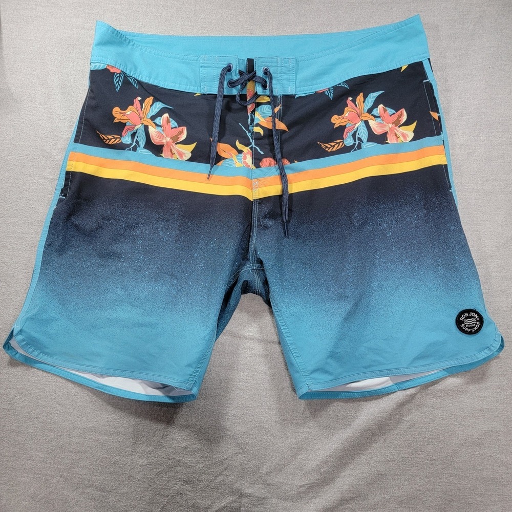 Vintage Ron Jon Surf Shop Board Shorts Mens 38 M/L Blue Tropical Excellent‎